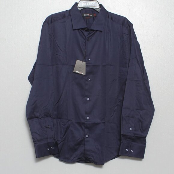 DSTRCT & row NWT slim fit navy long sleeve button up shirt - Picture 1 of 9